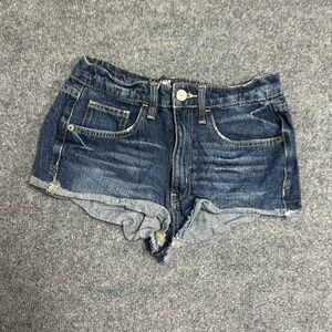 MIMO Denim Shorts Womens Size 7 Dark Wash High Rise Raw Hem Cotton Jean Shorts